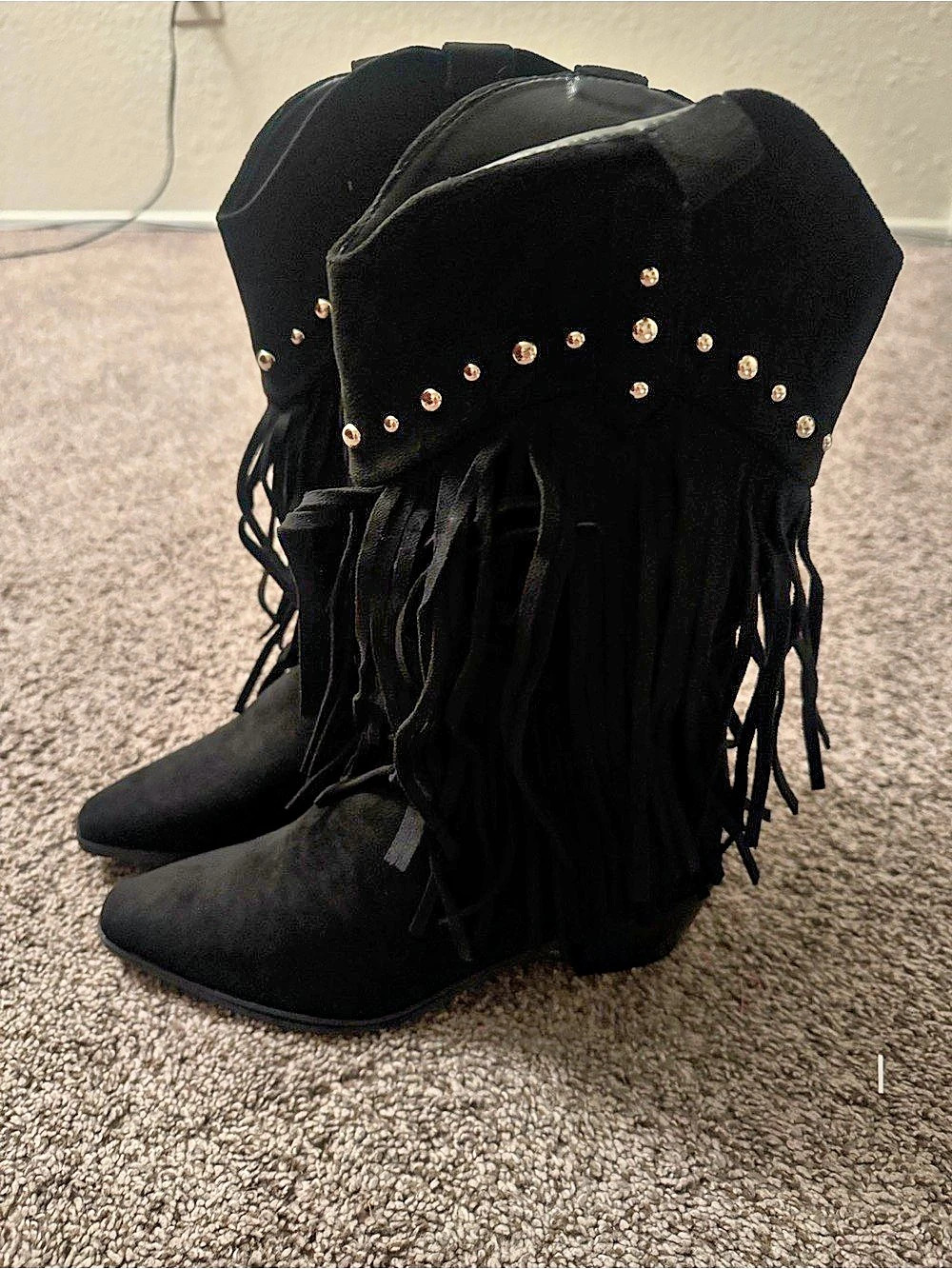 ferosche Fresche Fringe Boots For Women Stud Western Tassel Riding Cowgirl